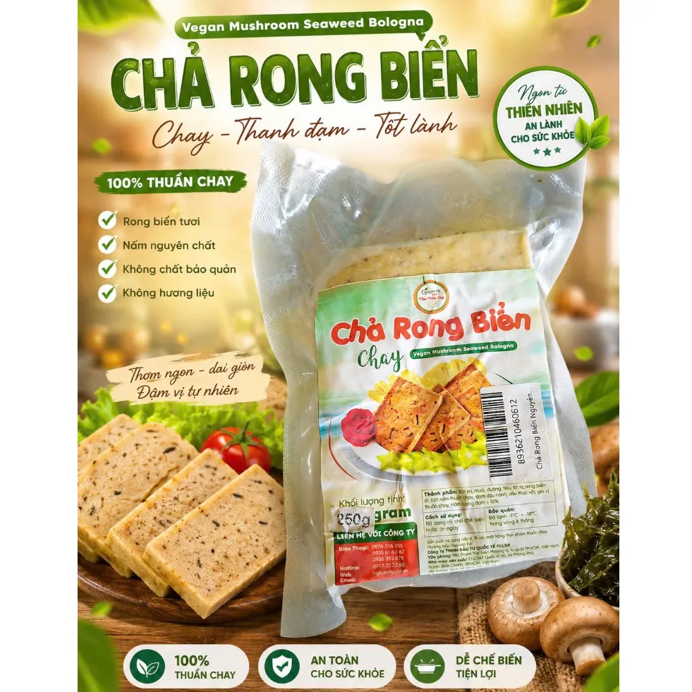 Bao bì chả rong biển chay cùng món ăn hoàn thiện